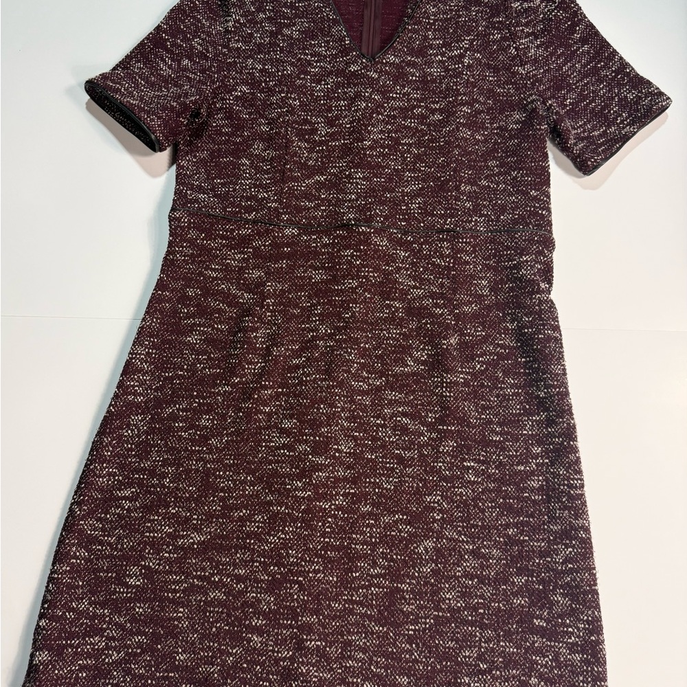 Ann Taylor Factory Burgundy Tweed Midi Dress